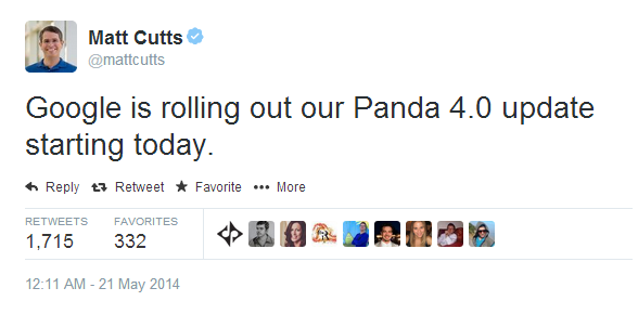 Matt Cutts Panda 4.0 Tweet