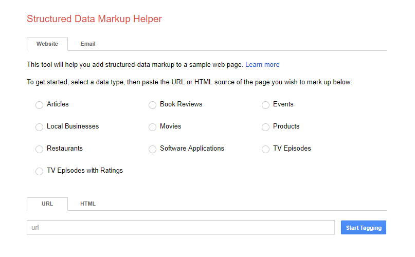 Google structured data mark-up helper